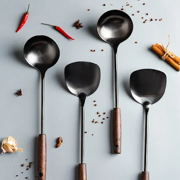 Black Retro Stainless Steel Beech And Soup Ladle Heat Resistant Seamless Kitchen Wooden Handle Cookware Cooking Tools
Black Retro Stainless Steel Beech And Soup Ladle Heat Resistant Seamless Kitchen Wooden Handle Cookware Cooking Tools