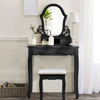 Pine Wood Vanity Makeup Dressing Table Stool Set with A Mirror 4 Drawers High Quality MDF Panel Wood Leg Flower Pattern Tables
Pine Wood Vanity Makeup Dressing Table Stool Set with A Mirror 4 Drawers High Quality MDF Panel Wood Leg Flower Pattern Tables