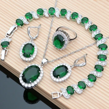 Green Emerald Jewelry Sets 925 Sterling Silver Earrings Rings Set Accessories Wdding Necklace Set Dropshipping
Green Emerald Jewelry Sets 925 Sterling Silver Earrings Rings Set Accessories Wdding Necklace Set Dropshipping