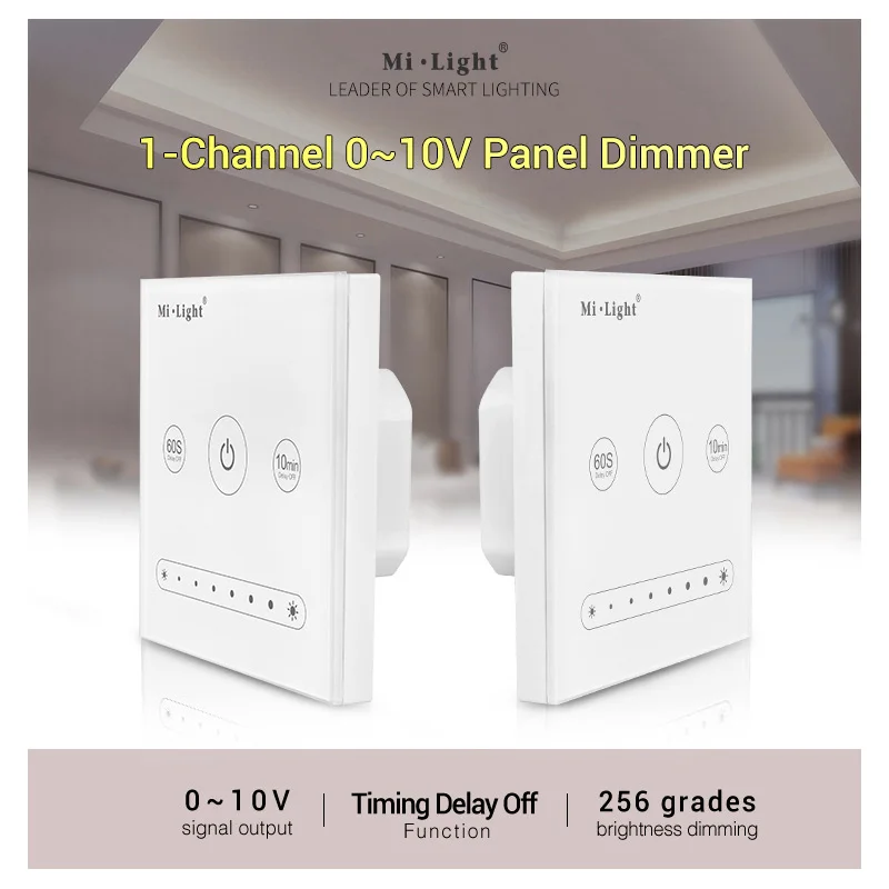 Miboxer L1 Max 20mA/Channel Output AC100~240V Wall-mounted 1-Channel 0~10V led Panel Dimmer for single color led light lamp
Miboxer L1 Max 20mA/Channel Output AC100~240V Wall-mounted 1-Channel 0~10V led Panel Dimmer for single color led light lamp