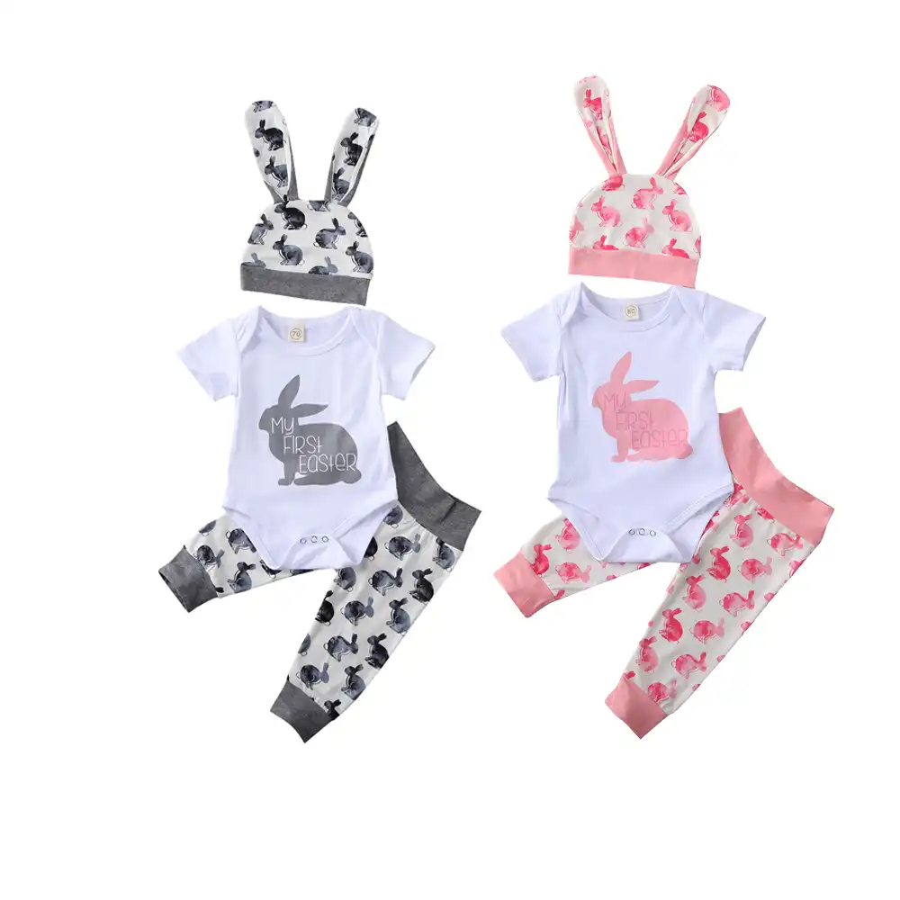pattern newborn baby kid my 1st easter outfits set bunny romper