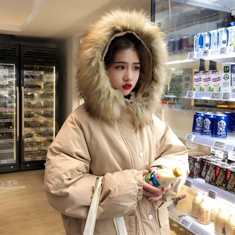 Thick Warm Cotton-padded Jacket Winter WOMEN'S Dress New Style Korean-style Large Fur Collar Hooded Coat Students Casual Mid-len 
Thick Warm Cotton-padded Jacket Winter WOMEN'S Dress New Style Korean-style Large Fur Collar Hooded Coat Students Casual Mid-len