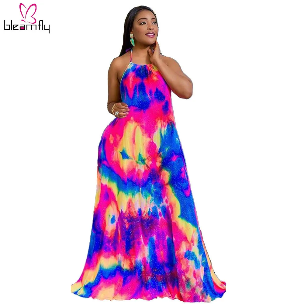 Women Summer Sleeveless Halter Open Back Sexy Loose Tie Dye Galaxy Print Loose Maxi Dress Beach Long Dresses Vestido 2019
Women Summer Sleeveless Halter Open Back Sexy Loose Tie Dye Galaxy Print Loose Maxi Dress Beach Long Dresses Vestido 2019