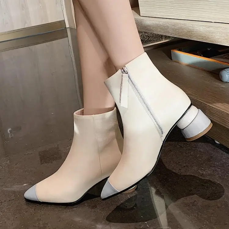 Beige Leather Women Short Boots Sexy Pointed Toe Autumn Ankle Booties Chunky High Heels Botines Femmes Black Botas Mujer Shoes
Beige Leather Women Short Boots Sexy Pointed Toe Autumn Ankle Booties Chunky High Heels Botines Femmes Black Botas Mujer Shoes