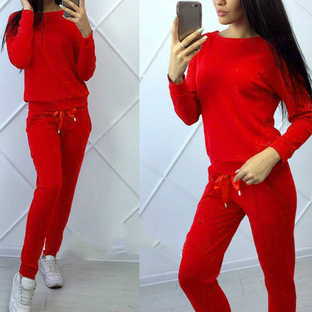 Sportswear 2 Piece Set Women Casual Long Sleeve Pullove Sport Tops + Long Pants Jogger 2 piece outfits female sports suits 
Sportswear 2 Piece Set Women Casual Long Sleeve Pullove Sport Tops + Long Pants Jogger 2 piece outfits female sports suits