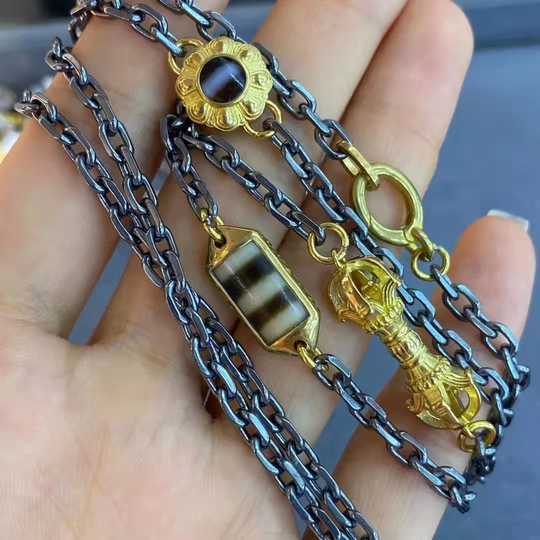 1pcs/lot Tibetan Dzi Bead Iron Chain Silver Chain s925 Seiko inlay natural rare precious accessories gem jewelry folk-custom
1pcs/lot Tibetan Dzi Bead Iron Chain Silver Chain s925 Seiko inlay natural rare precious accessories gem jewelry folk-custom