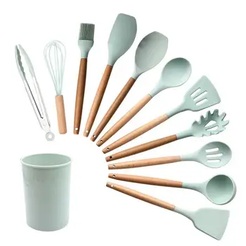 11pcs Soup Spoon Restaurant Home Heat Resistant Kitchen Utensils Set Hanging With Storage Barrel Silicone Spatula Cooking Tools
11pcs Soup Spoon Restaurant Home Heat Resistant Kitchen Utensils Set Hanging With Storage Barrel Silicone Spatula Cooking Tools