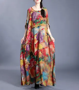 2020 Spring National Style Silk Printing Simple Womens Dress Fashion Round Neck Seven Point Sleeve Irregular Loose Long Dress
2020 Spring National Style Silk Printing Simple Womens Dress Fashion Round Neck Seven Point Sleeve Irregular Loose Long Dress