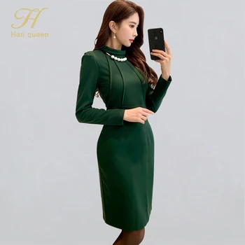 H Han Queen Solid Color Pencil Vintage Dress Women Spring Business Bodycon Dresses OL Knee-length Work Wear Sheath Vestidos 2020 
H Han Queen Solid Color Pencil Vintage Dress Women Spring Business Bodycon Dresses OL Knee-length Work Wear Sheath Vestidos 2020