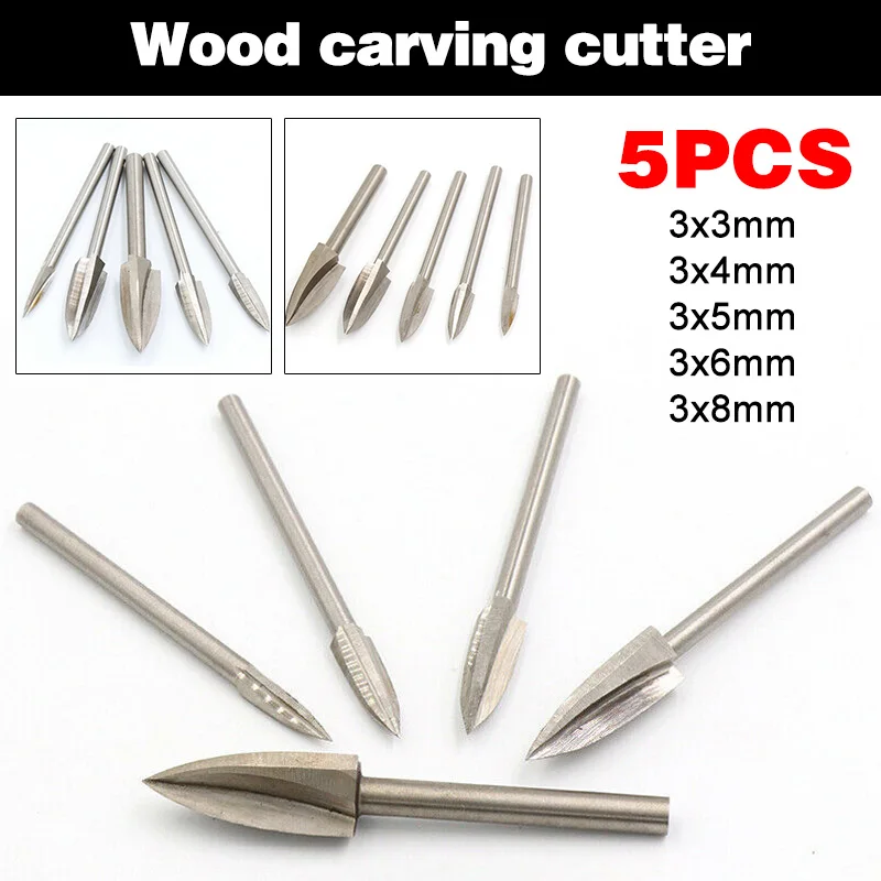 New 5pcs Wood Router Bits Blade Milling Cutter Wood Carving Machine Tool 3mm Shank
New 5pcs Wood Router Bits Blade Milling Cutter Wood Carving Machine Tool 3mm Shank