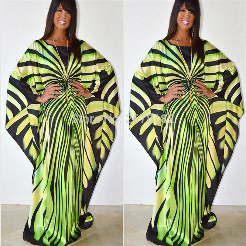 Африканское женское платье с принтом и длинным рукавом модное в