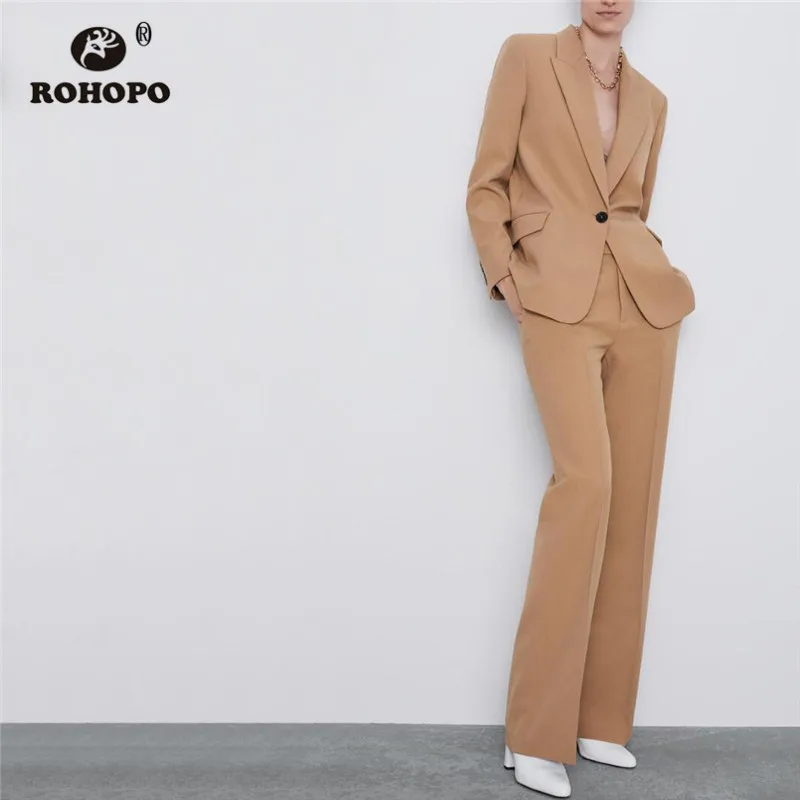 ROHOPO Buttons Fly High Waist Micro Flared Full Length Solid Khaki Pant Female Autumn Back Single Welt Pockets Pants #9075
ROHOPO Buttons Fly High Waist Micro Flared Full Length Solid Khaki Pant Female Autumn Back Single Welt Pockets Pants #9075