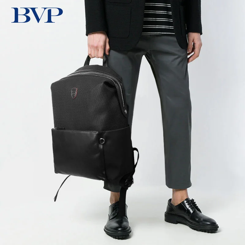 Новый BVP мужской рюкзак из натуральной кожи от известного бренда легкий для