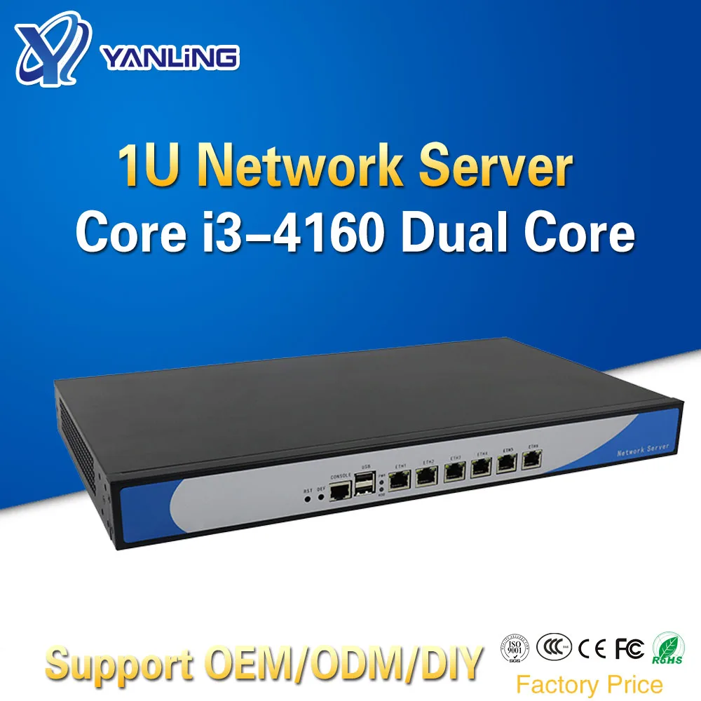 Yanling Intel Core I3 4160 Processor Network Security Server 1U Rackmount Firewall PC Pfsense with 6 Lan Support add 2 SPF Ports
Yanling Intel Core I3 4160 Processor Network Security Server 1U Rackmount Firewall PC Pfsense with 6 Lan Support add 2 SPF Ports