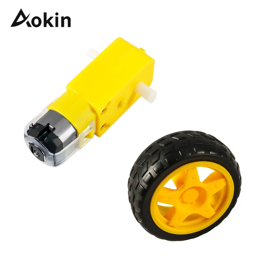 Aokin TT Motor 130motor with the Wheel 2pcs TT motor 2pcs 65mm Wheel Smart Car Robot Gear Motor For Arduino DC 3V-6V DC Gear Motor
Aokin TT Motor 130motor with the Wheel 2pcs TT motor 2pcs 65mm Wheel Smart Car Robot Gear Motor For Arduino DC 3V-6V DC Gear Motor