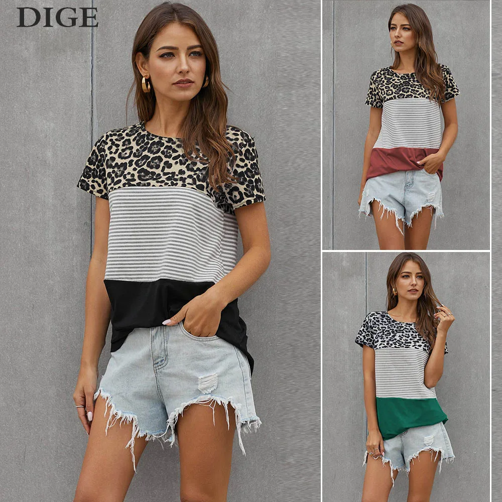 2020 Hot T-shirt Women's Spring and Summer New Leopard stitching O-neck Short Sleeve Plus size Shirt Women Clothing B0553
2020 Hot T-shirt Women's Spring and Summer New Leopard stitching O-neck Short Sleeve Plus size Shirt Women Clothing B0553