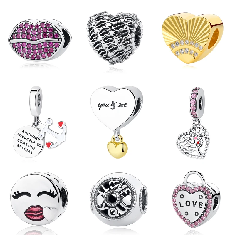 

Authentic 100% 925 Sterling Silver Bead Charm Burst of Love Charms Valentines Day Gift Fit Bracelets Women DIY Jewelry