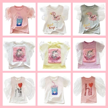 Lace Girls T-shirt Unicorn Sequins Short Sleeve Tees for Baby Girl Cartoon Cotton Tops Toddler Children Clothing Casual Wear 
Lace Girls T-shirt Unicorn Sequins Short Sleeve Tees for Baby Girl Cartoon Cotton Tops Toddler Children Clothing Casual Wear