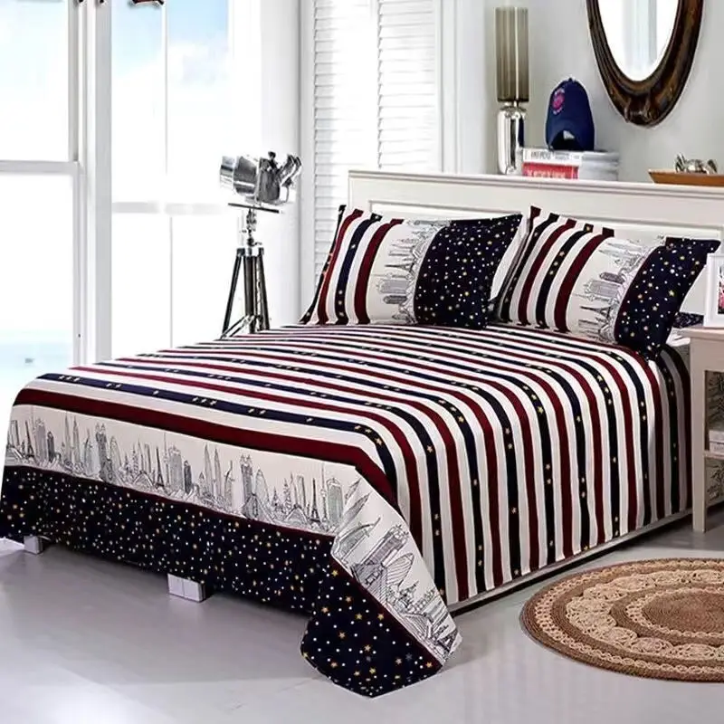 3 Pcs Bed Set 1 Pc Sheet + 2 Pillowcase Floral Print Flat For Children Adults Single Double Cotton Bedsheets | Дом и сад
