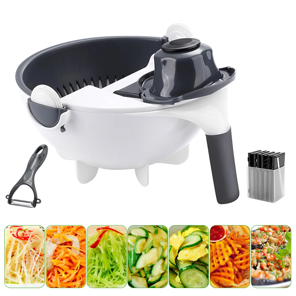 Multifunctional Rotate Vegetable Cutter Kitchen Accessories Convenience Tools with Drain Basket Veggie Fruit Grater Slicer
Multifunctional Rotate Vegetable Cutter Kitchen Accessories Convenience Tools with Drain Basket Veggie Fruit Grater Slicer