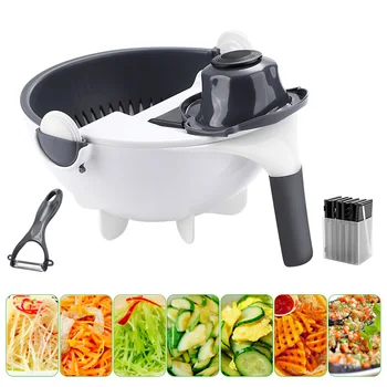 

Multifunctional Rotate Vegetable Cutter Kitchen Accessories Convenience Tools with Drain Basket Veggie Fruit Grater Slicer