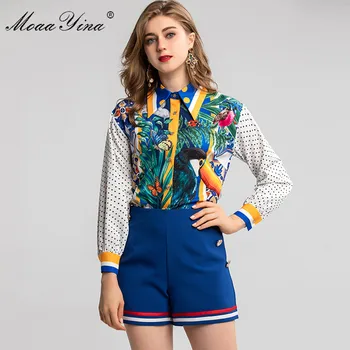 MoaaYina Fashion Designer Set Spring Summer Women Long sleeve Parrot Floral-Print Shirt Tops+Shorts Vacation Two-piece set
MoaaYina Fashion Designer Set Spring Summer Women Long sleeve Parrot Floral-Print Shirt Tops+Shorts Vacation Two-piece set