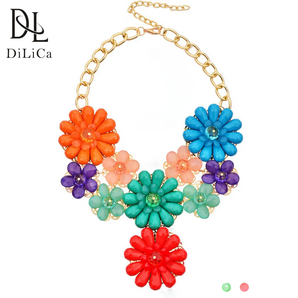 Женское Ожерелье с цветами DiLiCa длинное красивые ожерелья подвесками | Украшения