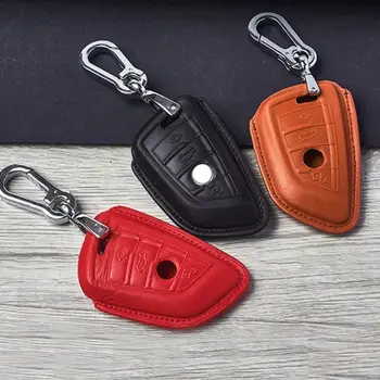 4Buttons Genuine Leather Car Key Case cover Key Chain For BMW X1 X3 X4 X5 X6 F15 F16 F48 G30 G38 525 540 740 1 2 5 7 Series 218!