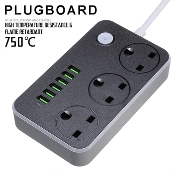 Portable 3 Electrical Outlet Power Strip Surge Protector 2.0m Cable with 6 Smart USB Port Charger Adapter Extension Lead Socket
Portable 3 Electrical Outlet Power Strip Surge Protector 2.0m Cable with 6 Smart USB Port Charger Adapter Extension Lead Socket