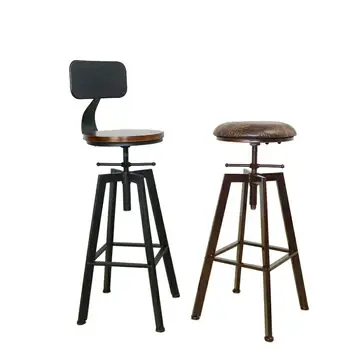 Nordic Iron Bar Chair Industrial Wind Rotating Bar Stool Domestic Lift Bar Chair Solid Wood High Chair Backrest Stool 
Nordic Iron Bar Chair Industrial Wind Rotating Bar Stool Domestic Lift Bar Chair Solid Wood High Chair Backrest Stool