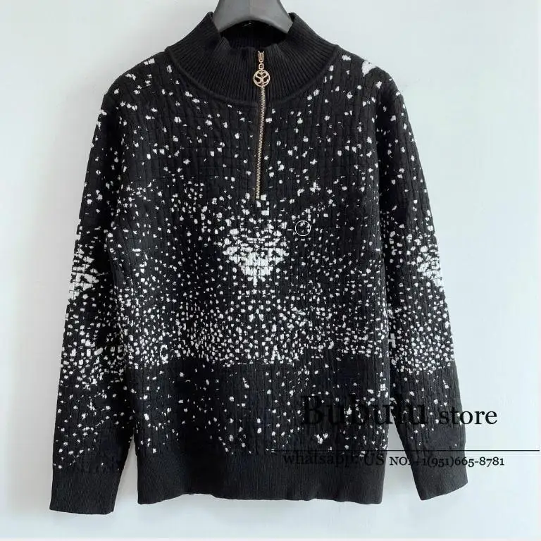 luxury designer high end Autumn winter Women's sweaters Printed Wool Blended Zip High Collar Long Sleeve Sweater Pullover jumper
luxury designer high end Autumn winter Women's sweaters Printed Wool Blended Zip High Collar Long Sleeve Sweater Pullover jumper