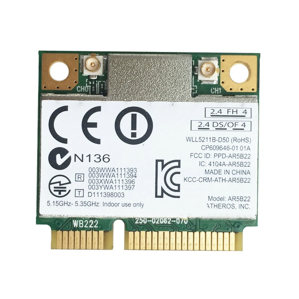 For Atheros AR9462 AR5B22 Mini PCI-E 802.11N WIFI WLAN CARD Bluetooth 4.0 2.4 & 5Ghz
For Atheros AR9462 AR5B22 Mini PCI-E 802.11N WIFI WLAN CARD Bluetooth 4.0 2.4 & 5Ghz