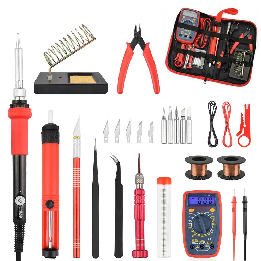 21Pcs Soldering Iron Station Kit 60W Adjustable Temperature Soldering For Wood Burning Tool Screwdriver Digital multimeter Knife
21Pcs Soldering Iron Station Kit 60W Adjustable Temperature Soldering For Wood Burning Tool Screwdriver Digital multimeter Knife