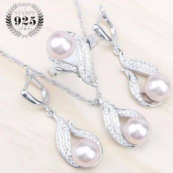 Natural Pearls 925 Silver Bridal Jewelry Sets Women White Zircon Earrings With Stones Pendant&Necklace/Rings Set Free Gift Box
Natural Pearls 925 Silver Bridal Jewelry Sets Women White Zircon Earrings With Stones Pendant&Necklace/Rings Set Free Gift Box