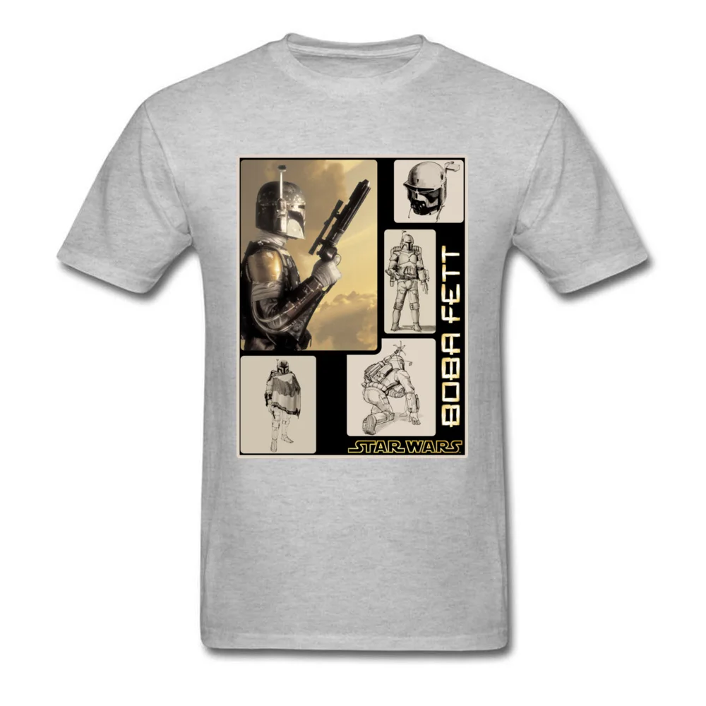 Star Wars Boba Fett Detailed Family Male T-shirts Crew Neck Short Sleeve 100% Cotton Fabric Tops T Shirt Geek Tee-Shirts Boba Fett Detailed grey