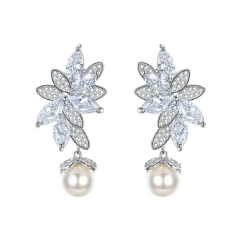 Tuliper Leaf Pearl Bridal Earrings For Women Zircon Wedding Серьги Party Jewelry Bridesmaid Gift 귀걸이 Pendientes Mujer
Tuliper Leaf Pearl Bridal Earrings For Women Zircon Wedding Серьги Party Jewelry Bridesmaid Gift 귀걸이 Pendientes Mujer