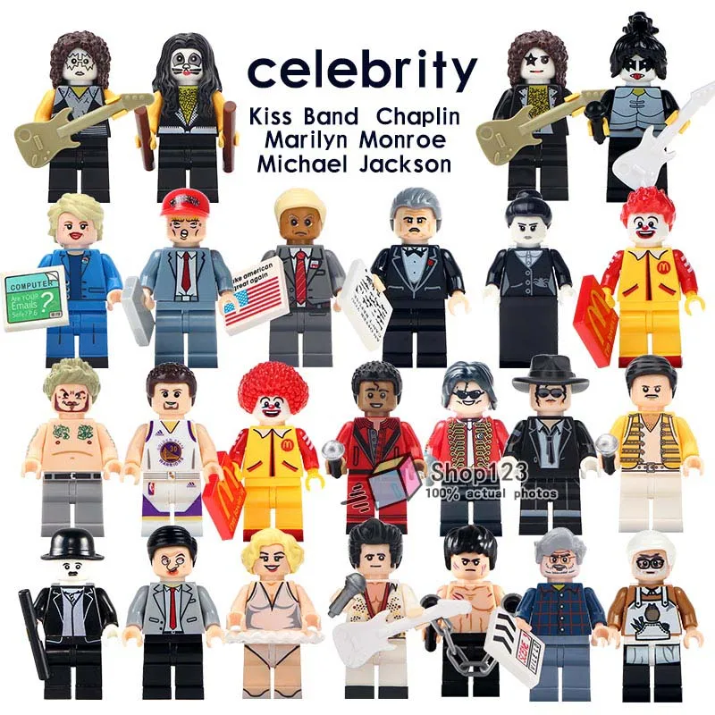 Single Sale Marilyn Monroe Elvis Aron Presley Donald John Trump Michael Jackson Mr.Bean Model Building Blocks Children Gift Toys
Single Sale Marilyn Monroe Elvis Aron Presley Donald John Trump Michael Jackson Mr.Bean Model Building Blocks Children Gift Toys