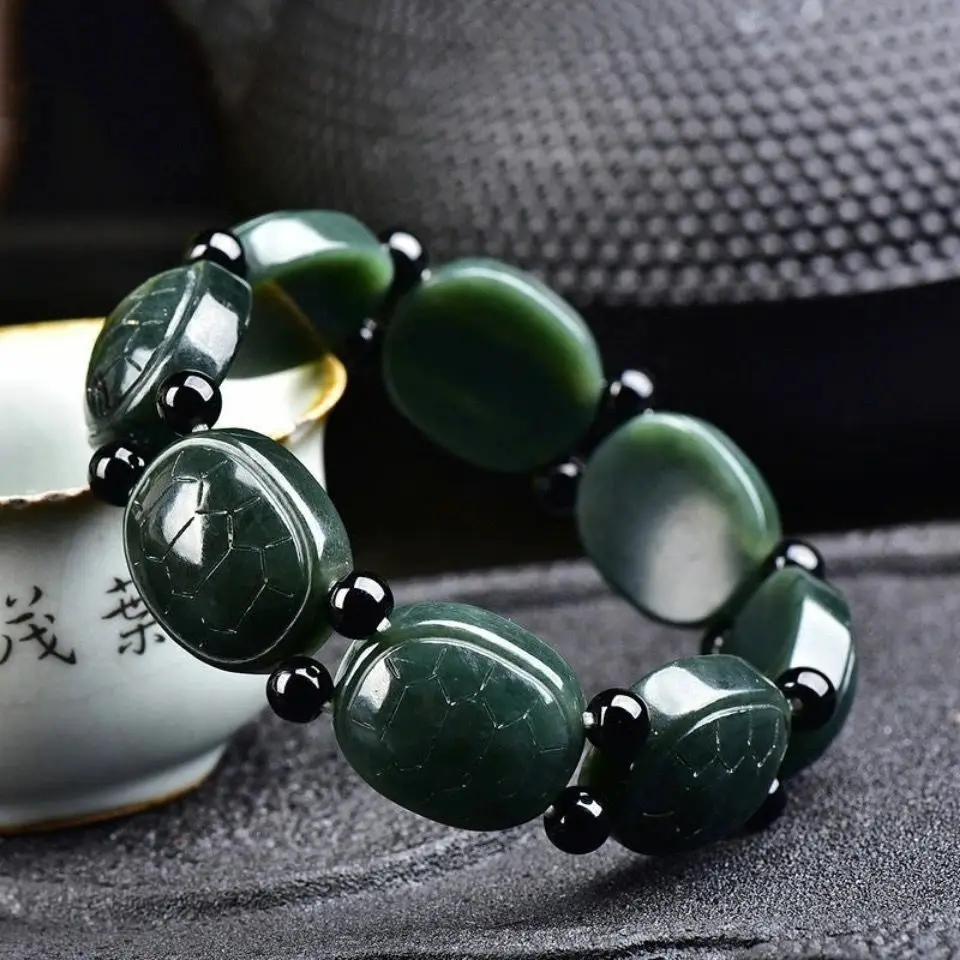Natural Hetian jade jade rich jade jade long life turtle shell hand row bracelet bracelet for men and women
Natural Hetian jade jade rich jade jade long life turtle shell hand row bracelet bracelet for men and women