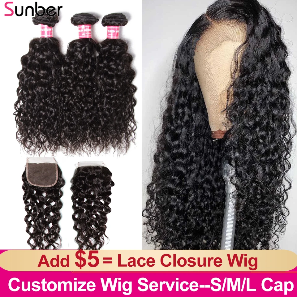 Sunber Hair Water Wave Bundles with 4x4 Closure 100% Human Remy S/M/L Cap Add $5.00 to Make 4x4 Brazilian Lace Closure Wigs
Sunber Hair Water Wave Bundles with 4x4 Closure 100% Human Remy S/M/L Cap Add $5.00 to Make 4x4 Brazilian Lace Closure Wigs