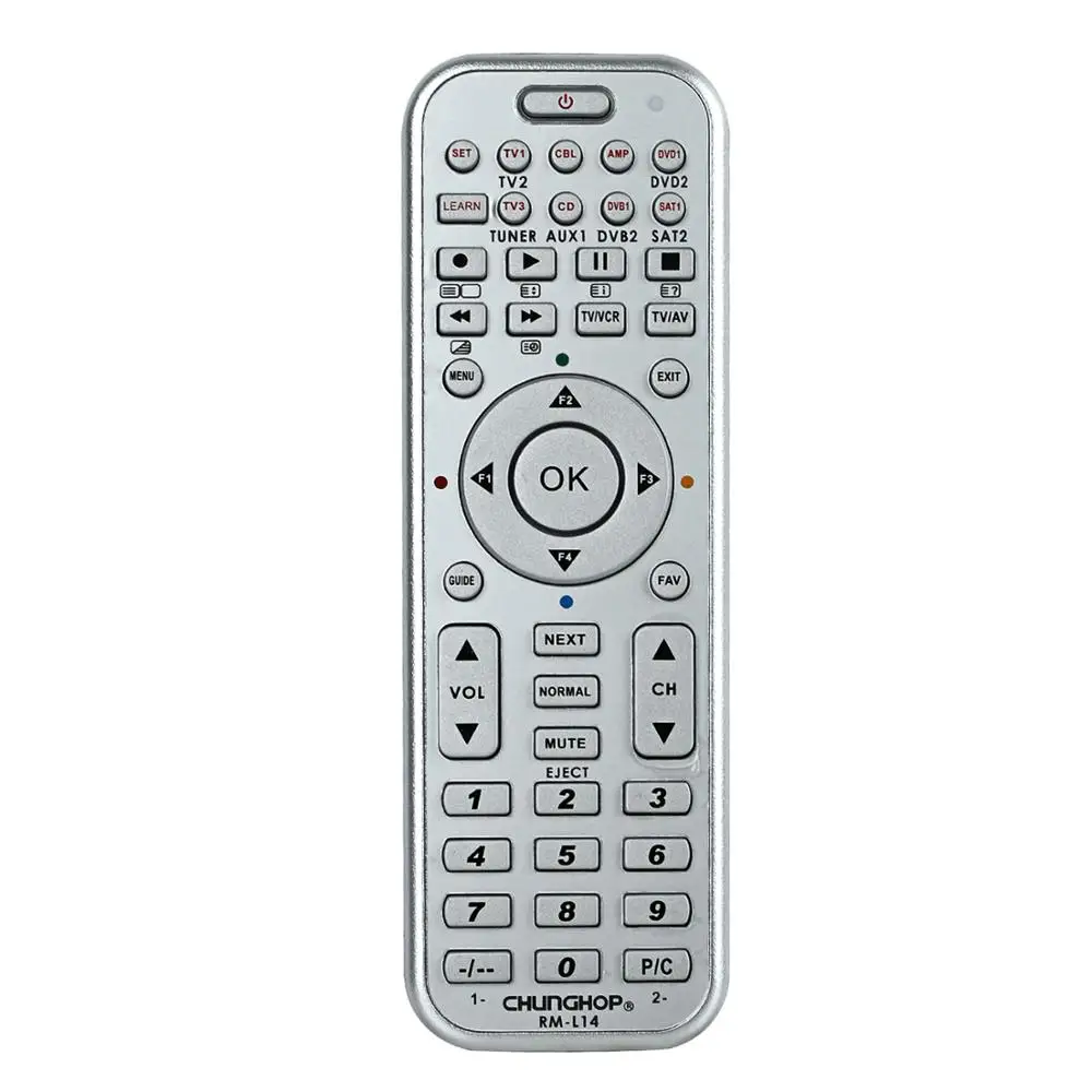 RM-L14 8in1 Control remoto inteligente Universal con función de aprendizaje para TV CBL DVD SAT DVB controlador chunghop copia
RM-L14 8in1 Control remoto inteligente Universal con función de aprendizaje para TV CBL DVD SAT DVB controlador chunghop copia