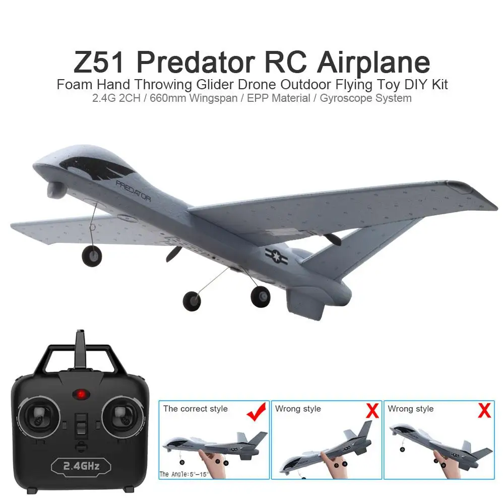 RC Airplane Plane Z51 20 Minutes Fligt Time Gliders 2.4G Flying Model with LED Hand Throwing Wingspan Foam Plan Toys Kids Gifts
RC Airplane Plane Z51 20 Minutes Fligt Time Gliders 2.4G Flying Model with LED Hand Throwing Wingspan Foam Plan Toys Kids Gifts