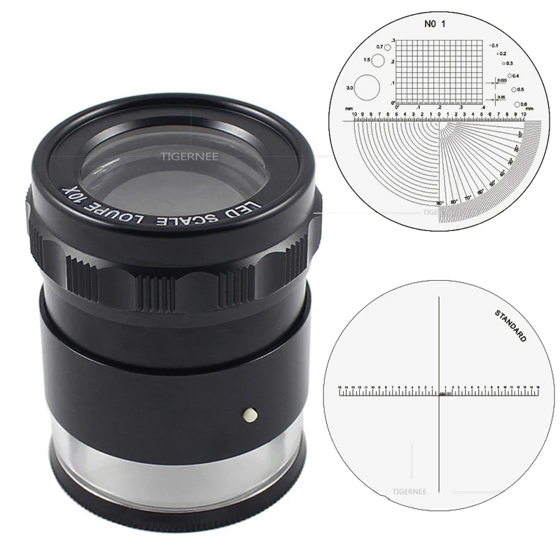 10X Illuminated Stand Measuring Magnifying Glasses Cylindrical Scale Monocle Loupe Magnifier Achromatic Lens with Multi Scale
10X Illuminated Stand Measuring Magnifying Glasses Cylindrical Scale Monocle Loupe Magnifier Achromatic Lens with Multi Scale