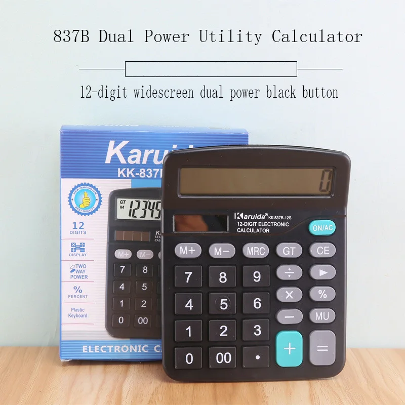 Portable Office Finance Calculator Calculate Commercial Tool Solar / Battery Powered 12 Digit Electronic Calculatory Calculator
Portable Office Finance Calculator Calculate Commercial Tool Solar / Battery Powered 12 Digit Electronic Calculatory Calculator