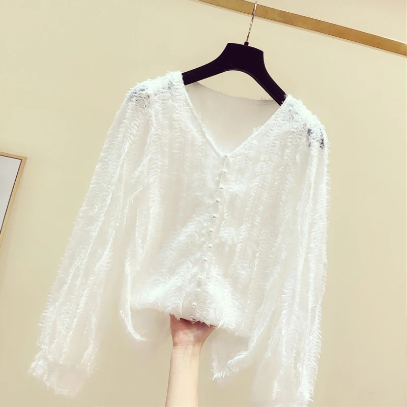 V-neck Single Breasted Lace Shirt Women's 2020 Spring New Tassels Crochet Hollow Out Lace Blouse Ladies Tops Fashion Blusas
V-neck Single Breasted Lace Shirt Women's 2020 Spring New Tassels Crochet Hollow Out Lace Blouse Ladies Tops Fashion Blusas