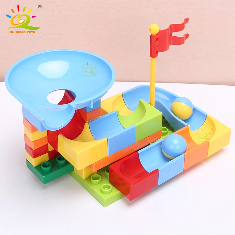 HUIQIBAO TOYS 40pcs Marble Race Run Duploed size Building Blocks Set Plastic track Assembly big Bricks Toys For Children kids
HUIQIBAO TOYS 40pcs Marble Race Run Duploed size Building Blocks Set Plastic track Assembly big Bricks Toys For Children kids