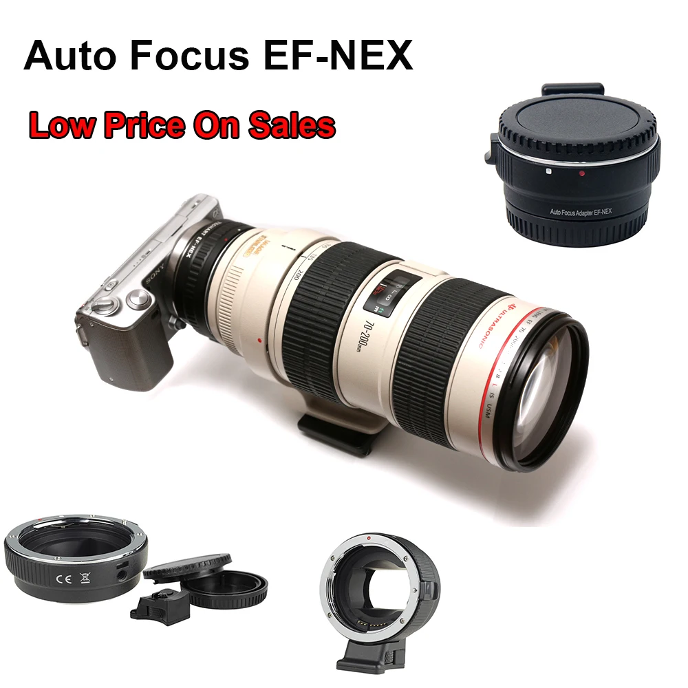 SLFC Auto Focus EF-NEX EF-EMOUNT Lens Mount Adapter for Canon EF EF-S Lens to all Soy E Mount camera NEX3/3N/5N/5R/7/A5000/A6000
SLFC Auto Focus EF-NEX EF-EMOUNT Lens Mount Adapter for Canon EF EF-S Lens to all Soy E Mount camera NEX3/3N/5N/5R/7/A5000/A6000
