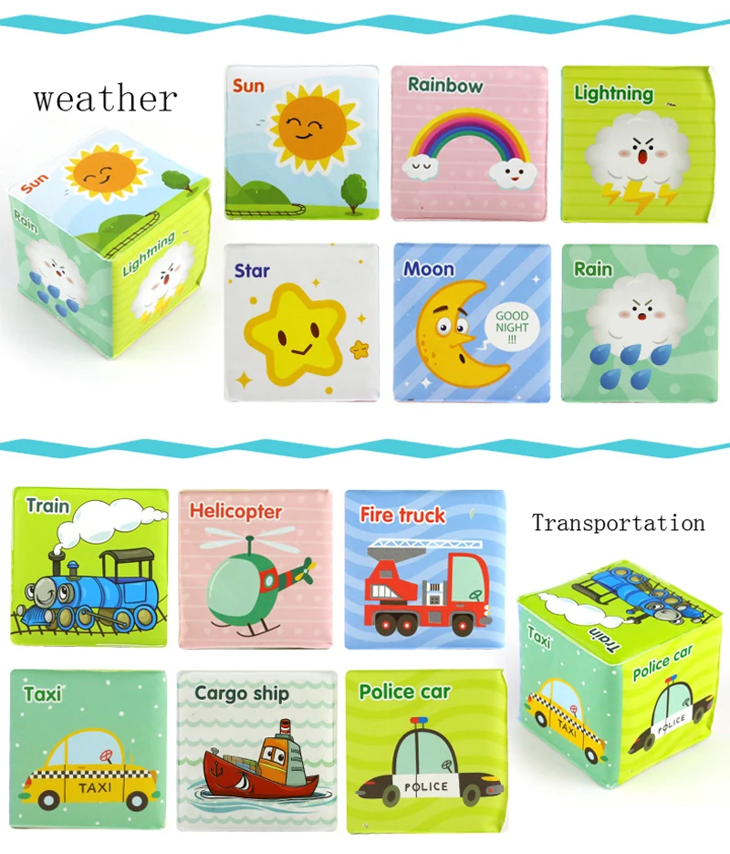 Baby Plush Mobile Magic Cube Animal Baby Toy Block Clutch Rattles Soft Early Newborn Baby Educational Rattles Toys 0-12 Months