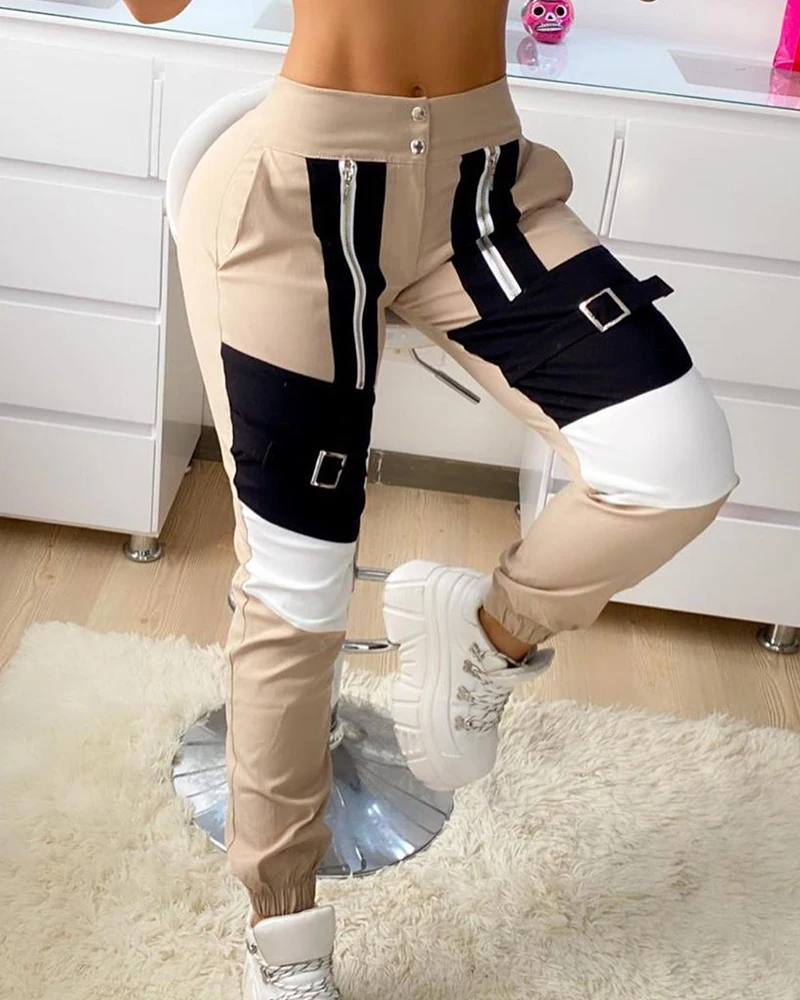 2020 Women Fashion Casual Autumn Buckle Zipper Design Colorblock Casual Cargo Pants Camouflage Print Sporty 
2020 Women Fashion Casual Autumn Buckle Zipper Design Colorblock Casual Cargo Pants Camouflage Print Sporty
