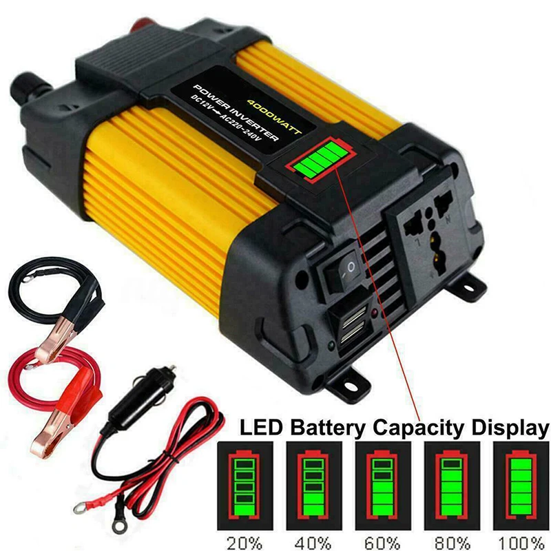 MAYITR 1pc 4000/6000W Multifunctional Dual USB Power Converter Inverter Practical LED Display DC12V to AC 220V Car Inverters
MAYITR 1pc 4000/6000W Multifunctional Dual USB Power Converter Inverter Practical LED Display DC12V to AC 220V Car Inverters