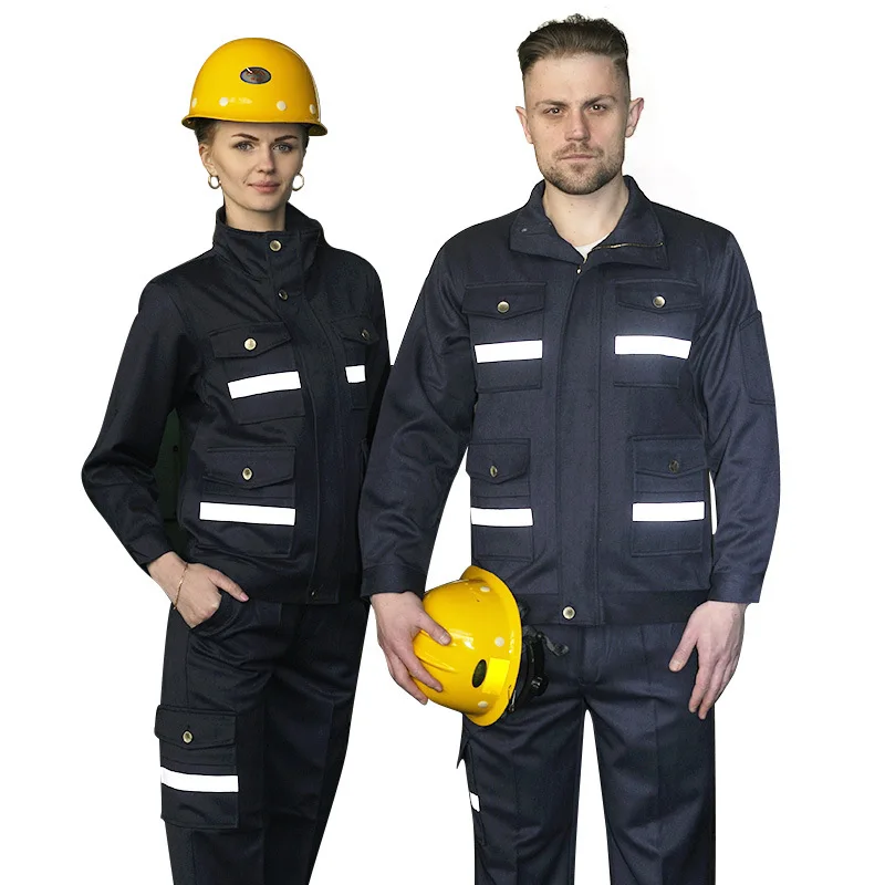 

Hi Vis Safe Reflective Work Clothing Unisex Railway Gas Station Uniforms Breathable Durable Flame Retardant Fireproof Coverall